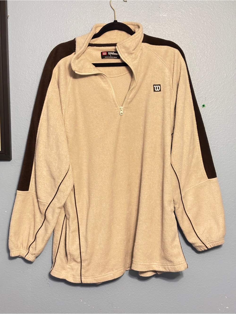 Wilson Tan Fleece Quarter-Zip Pullover with Brown Shoulder Panels